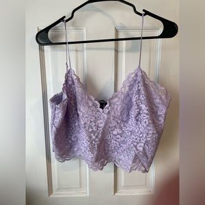 Express Purple Lace Crop Top